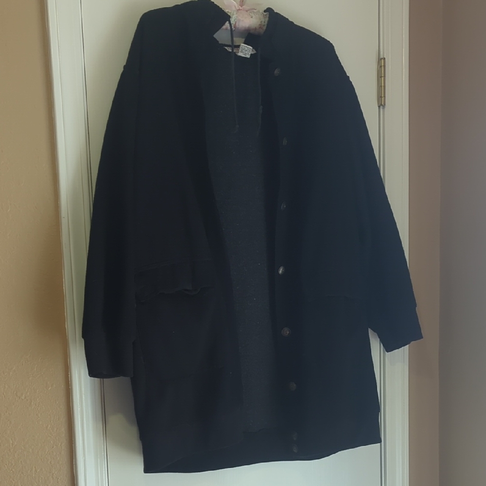 Black Jacket Cardigan With Large Pockets